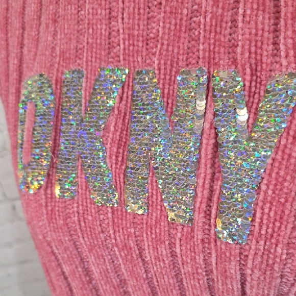 DKNY Pink Ribbed Sweater with Glitter Logo - Picture 5 of 5